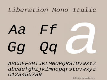 Liberation Mono Italic Version 1.00图片样张