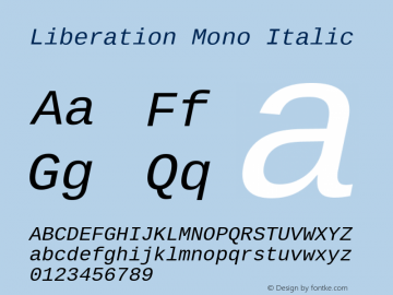 Liberation Mono Italic Version 1.07.2图片样张