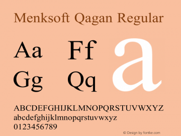 Menksoft Qagan Regular Version 1.1 Font Sample