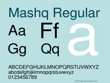 Mashq Regular Version 1; May 20, 2003 Font Sample