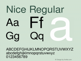 Nice Regular Version 1.0 - March 2000 Font Sample