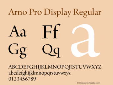 Arno Pro Display Regular Version 1.011;PS 1.000;hotconv 1.0.50;makeotf.lib2.0.16025 Font Sample
