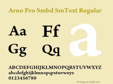 Arno Pro Smbd SmText Regular Version 1.084;PS 1.005;hotconv 1.0.67;makeotf.lib2.5.33168图片样张