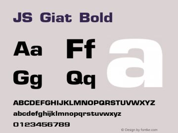 JS Giat Bold Version 1.1; 2001 Font Sample