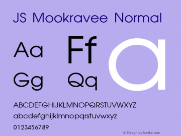 JS Mookravee Normal Version 2.0; 2002; initial release Font Sample