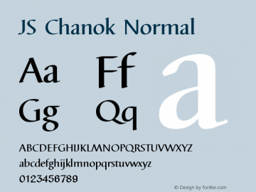 JS Chanok Normal Version 2.0; 2002; initial release Font Sample