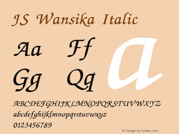 JS Wansika Italic Version 2.0; 2002; initial release图片样张