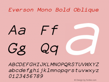 Everson Mono Bold Oblique Version 7.001b Font Sample