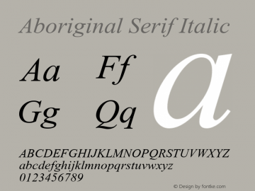 Aboriginal Serif Italic Version 9.515图片样张