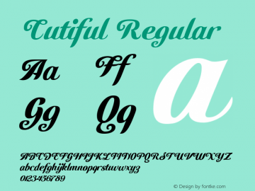 Cutiful Regular Version 1.000 Font Sample
