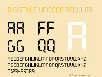 Digistyle Unicode Regular 17.12.2004 Font Sample