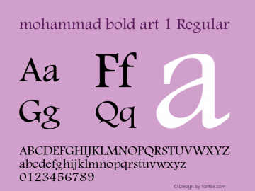 mohammad bold art 1 Regular mohammad 2001 Font Sample