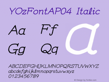 YOzFontAP04 Italic Version 12.03图片样张