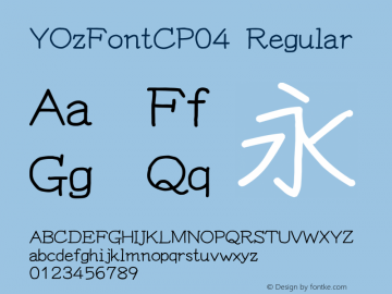 YOzFontCP04 Regular Version 12.03 Font Sample