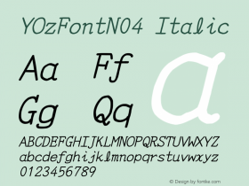 YOzFontN04 Italic Version 12.03图片样张