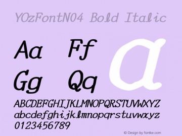 YOzFontN04 Bold Italic Version 12.14 Font Sample
