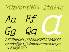 YOzFontN04 Italic Version 12.14图片样张