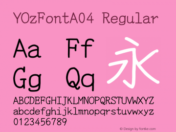 YOzFontA04 Regular Version 12.12图片样张