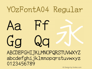 YOzFontA04 Regular Version 12.14图片样张