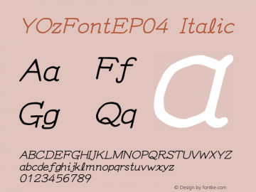 YOzFontEP04 Italic Version 12.14图片样张