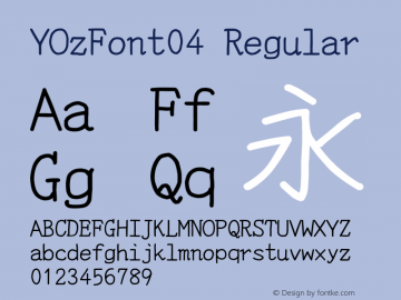 YOzFont04 Regular Version 12.03 Font Sample