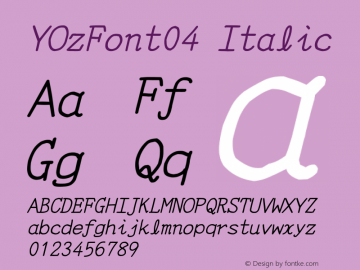 YOzFont04 Italic Version 12.03 Font Sample