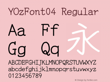 YOzFont04 Regular Version 12.12 Font Sample