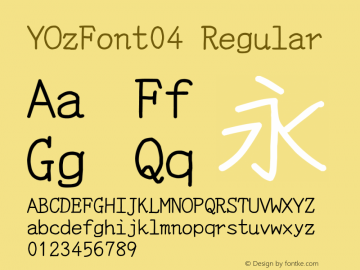 YOzFont04 Regular Version 12.12 Font Sample