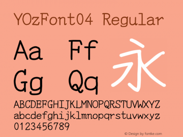 YOzFont04 Regular Version 12.14 Font Sample