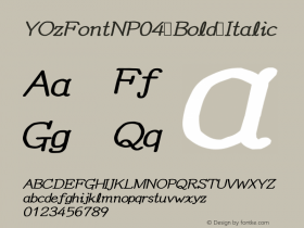 YOzFontNP04 Bold Italic Version 12.03 Font Sample
