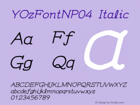 YOzFontNP04 Italic Version 12.12 Font Sample