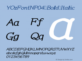 YOzFontNP04 Bold Italic Version 12.12 Font Sample