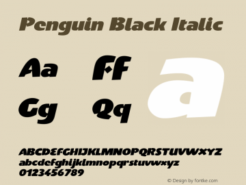 Penguin Black Italic Version 001.000 Font Sample