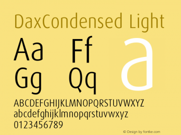 DaxCondensed Light Version 001.000图片样张