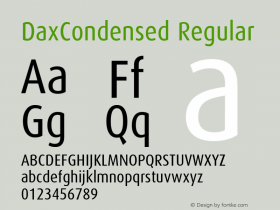 DaxCondensed Regular Macromedia Fontographer 4.1 12/26/97 Font Sample