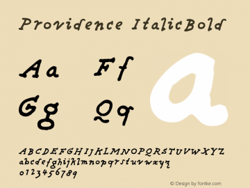 Providence ItalicBold Version 001.000 Font Sample