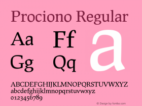 Prociono Regular Version 2.3 Font Sample