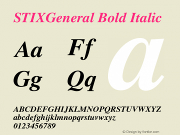 STIXGeneral Bold Italic Version 1.0.0 Font Sample