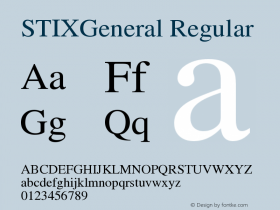 STIXGeneral Regular Version 1.1.0 Font Sample