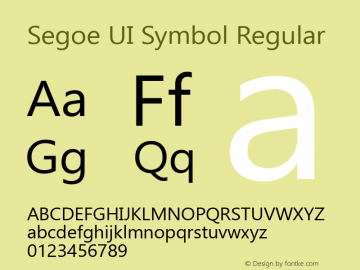 Segoe UI Symbol Regular Version 6.09 Font Sample