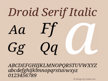 Droid Serif Italic Version 1.00 build 112图片样张