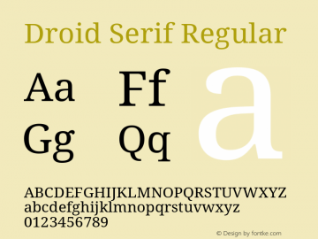 Droid Serif Regular Version 1.00 build 112 Font Sample