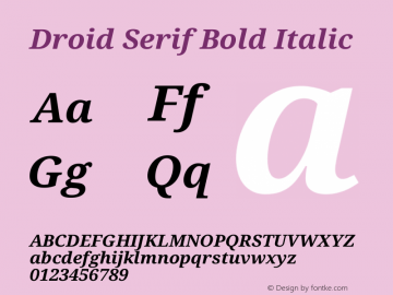Droid Serif Bold Italic Version 1.03 Font Sample