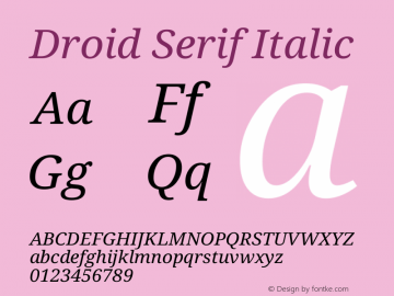 Droid Serif Italic Version 1.03; build 20130820图片样张