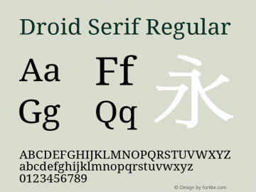 Droid Serif Regular Version 1.00 build 113 Font Sample