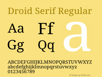Droid Serif Regular Version 1.03 Font Sample