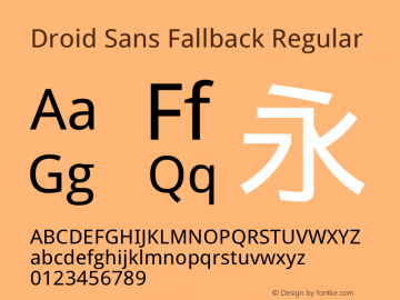 Droid Sans Fallback Regular Version 1.00 Font Sample