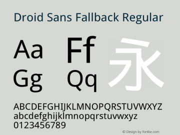 Droid Sans Fallback Regular Version 2.31 Font Sample