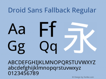 Droid Sans Fallback Regular Version 2.51 Font Sample