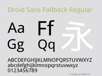 Droid Sans Fallback Regular Version 2.53 Font Sample